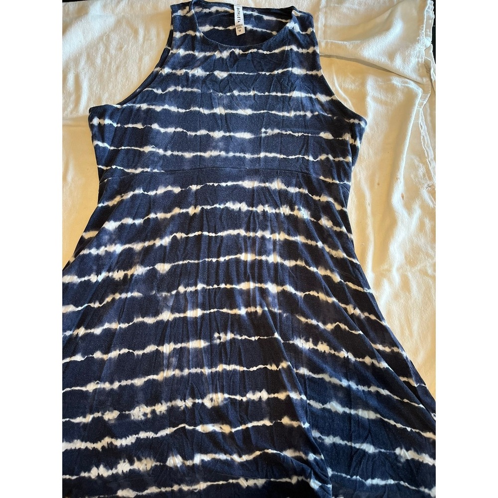 Athleta Tie Dye Dress 1X Sleeveless Casual Tank Style Blue White‎